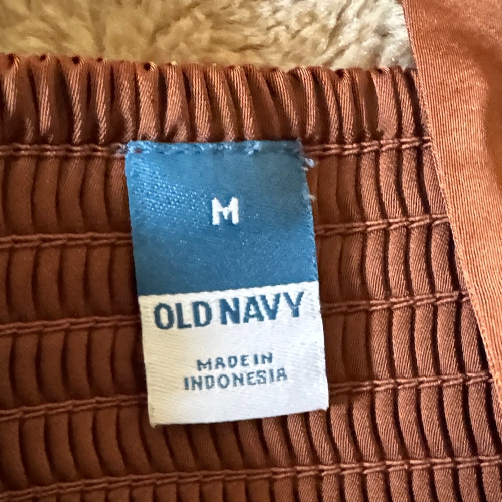 Old Navy Rust Brown Sweetheart Smocked-Back Jumpsuit – Women’s Size M - Picture 11 of 13